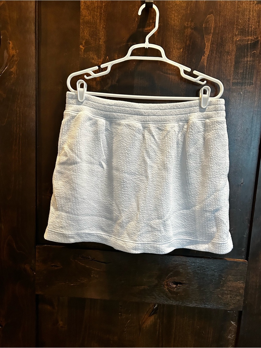 aerie White Textured Mini Skirt with Stretch Waistband